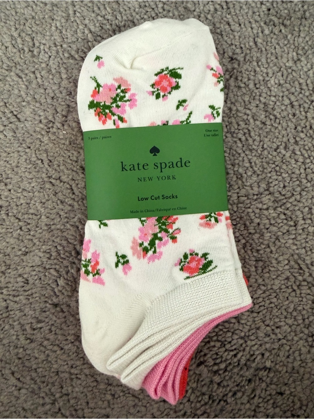 Kate Spade Low Cut Athletic Socks 3 pr size 4 to 10